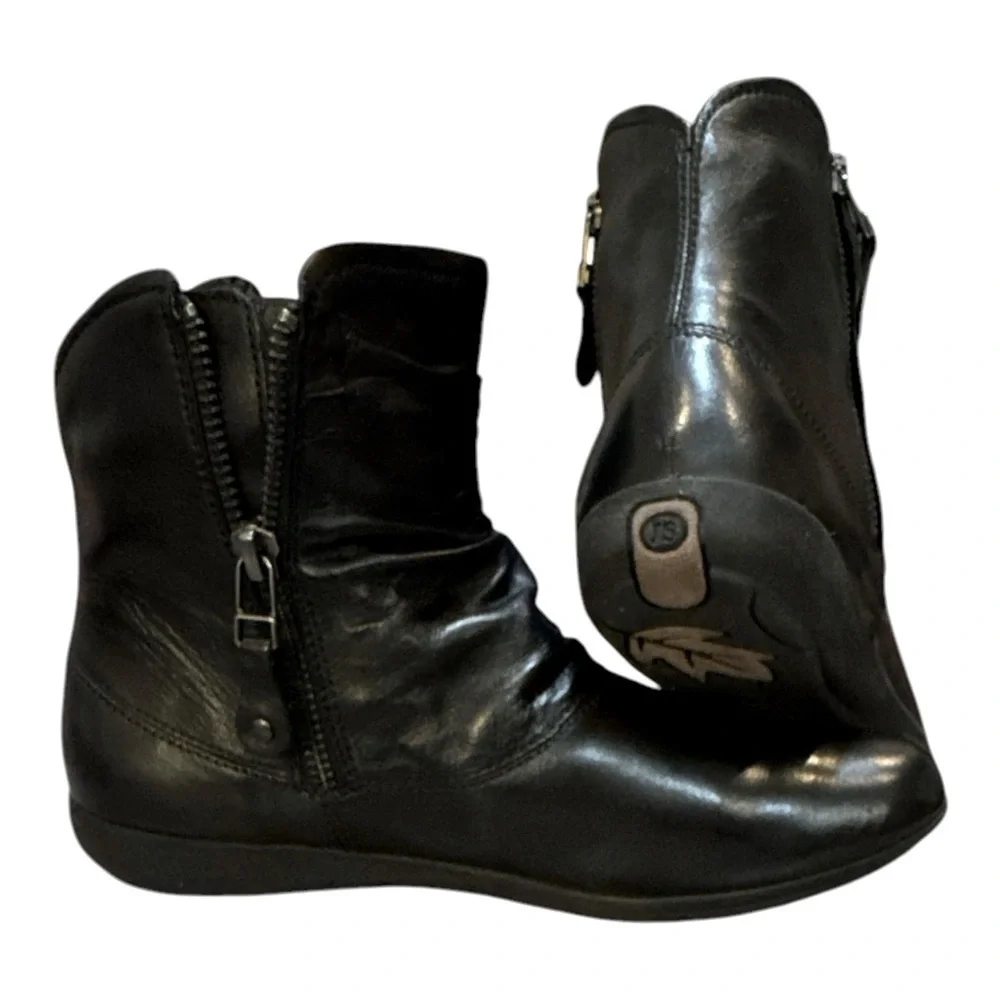 Josef Seibel Black Leather Ruched Ankle Boots | EU 36 (US 5–5.5) | NWT